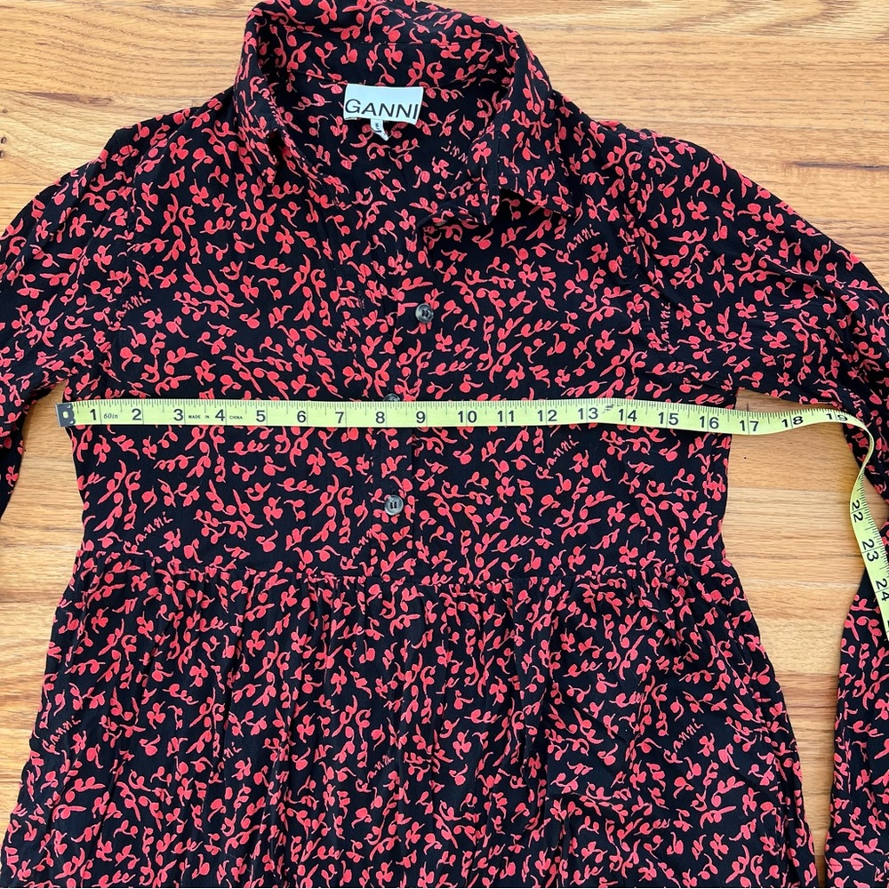 Ganni Printed Shirt Dress Crepe Material - Picture 10 of 10